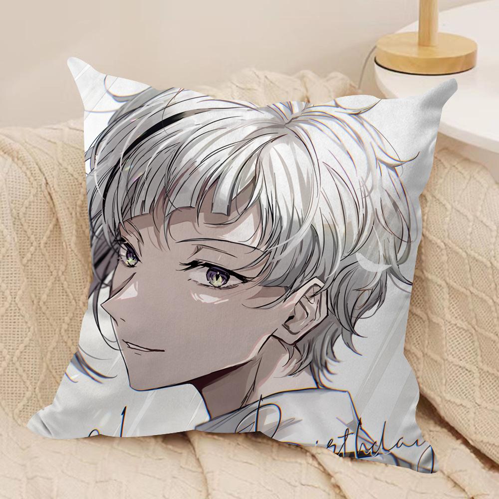 Bungo S-Stray Dogs Anime Cushion Cover Silky Short Plush Invisible Zipper Dustproof Sofa Pillow Case For Home Decor