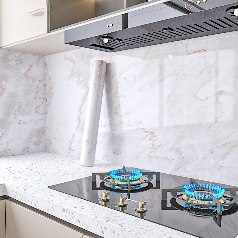 Marmor Selbstklebende Tapete Aluminiumfolie Wandaufkleber Wasserdichte Kontaktpapier Für Küche Dekorfolie Heimdeko
