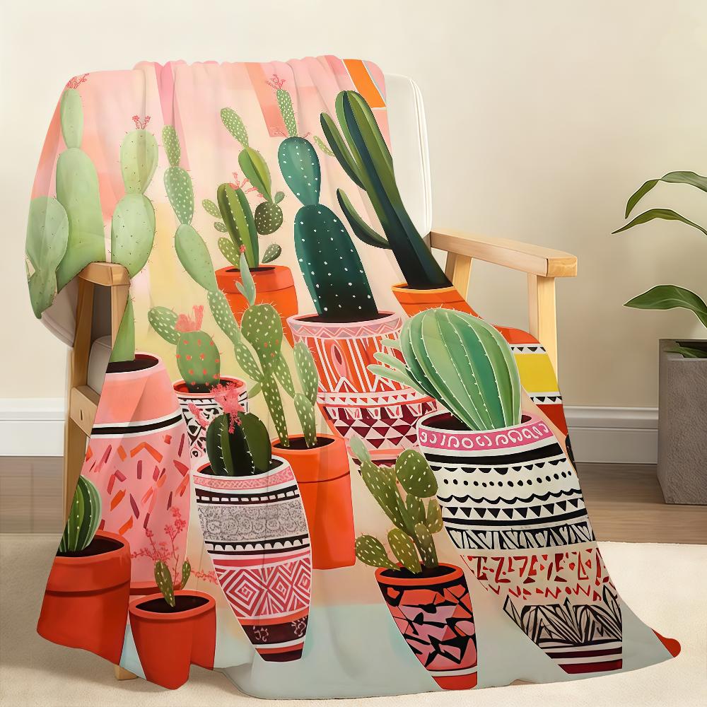 Minimalist Cactus Green Desert Plant Blanket Soft Throw Blanket for Home Bedroom Bed Sofa Picnic Travel Office Rest Blanket Gift
