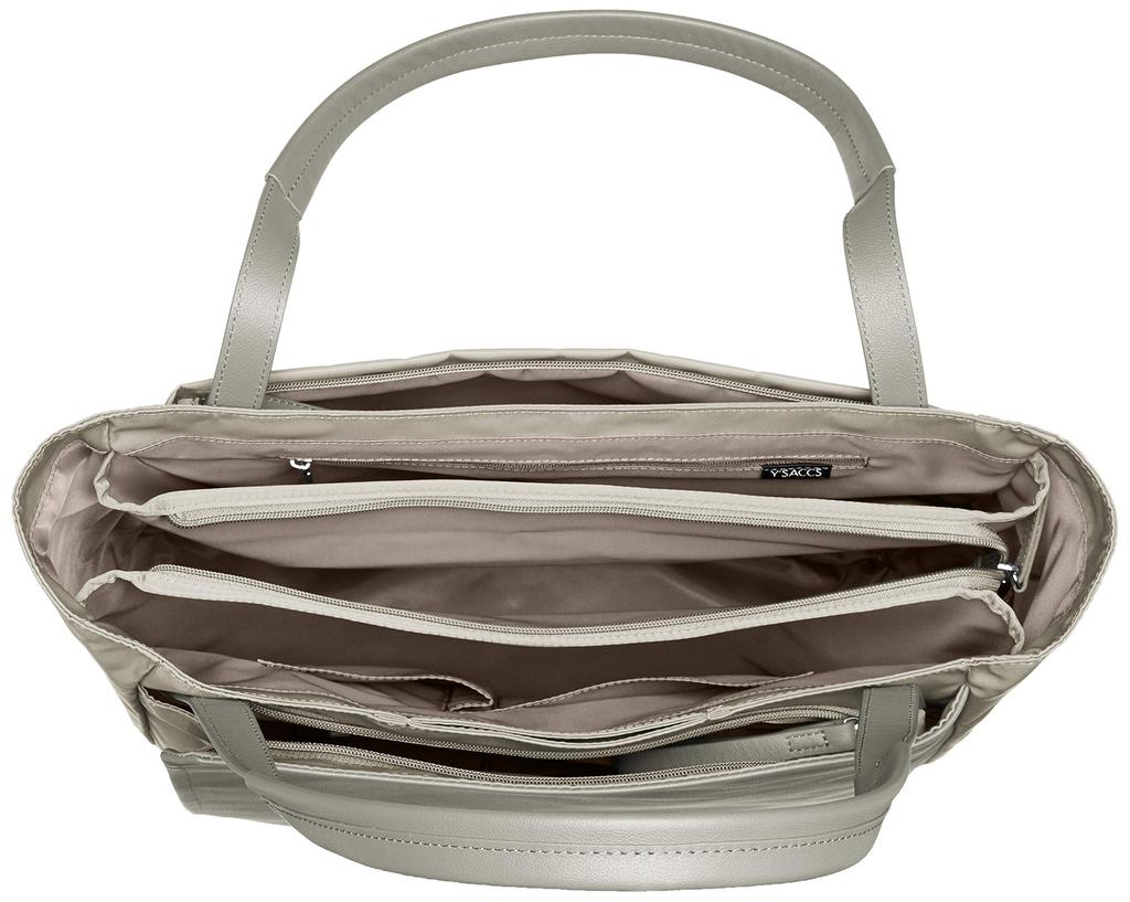 Isaac Nylon and Leather Square Tote Bag, Medium, Y91-05-02, Greige