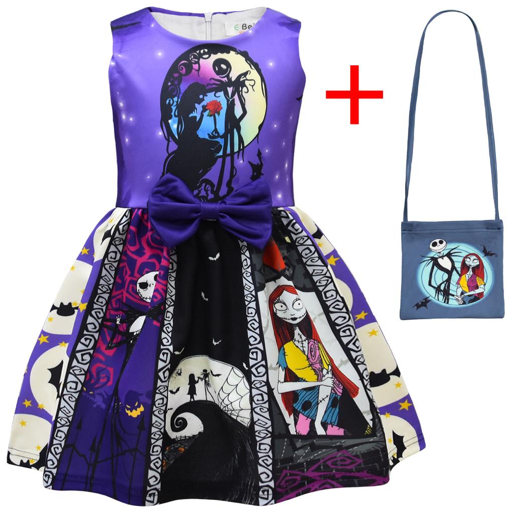 Halloween Sally And Jack, Bow Girl Dress + Bag 9196