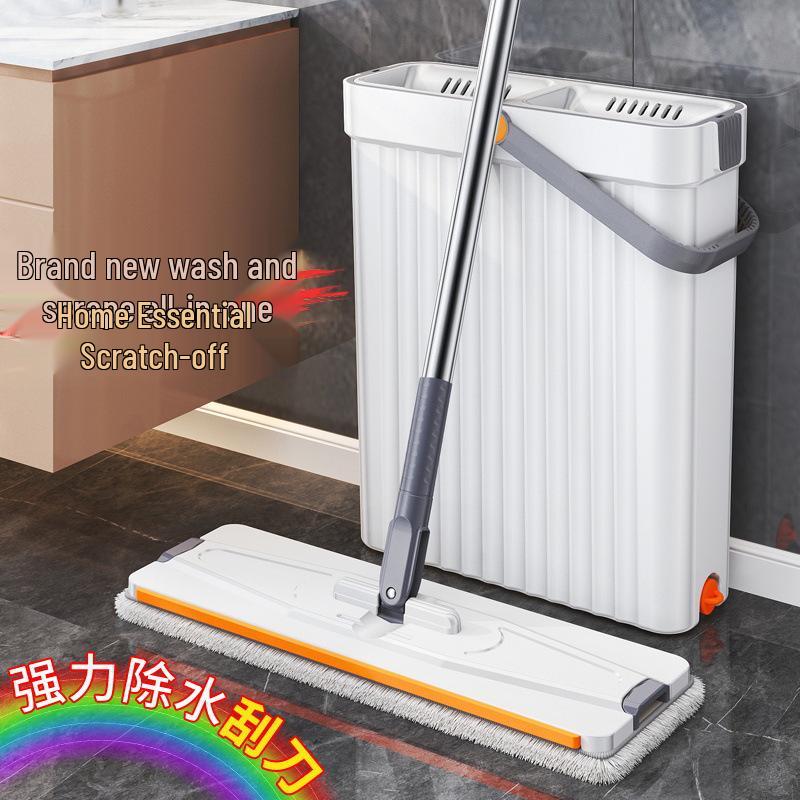 Serpillère plate à gratter humide/sèche avec opération mains libres pour un nettoyage facile des sols