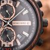 Bobo Bird S18-1 Men's Stylish Wooden Watch Black Stainless Steel Chronograph Luminous Pointer 44mm Fashion Watch