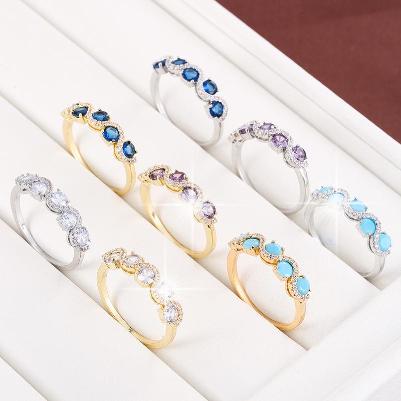 French Luxury Zirconia-Inlaid Pure Copper Women's Ring