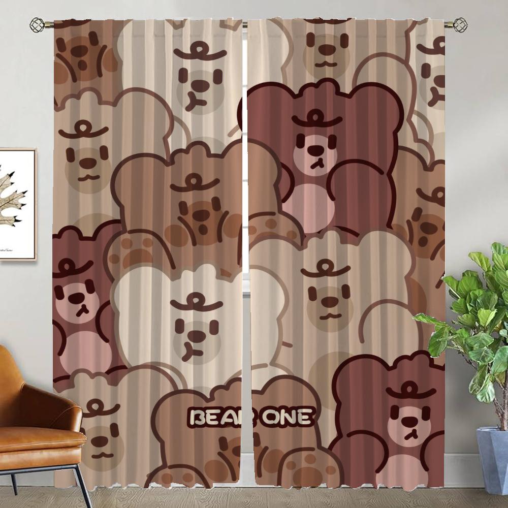 Küchenvorhänge 2 Stück Bär Elegante Raumvorhänge für Wohnzimmer Jalousien Tüll für Schlafzimmer Trennwand Fenstervorhang Verdunkelung