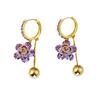 New temperament red sparkling diamond flower earrings, light luxury atmosphere flower earrings earrings for women