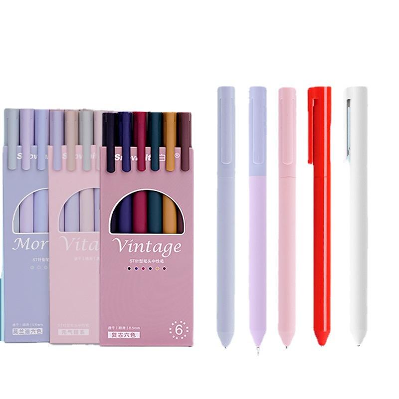 

6 шт. Ротационная нейтральная ручка Быстросохнущая черная водяная ручка Карбоновая ручка Канцелярские принадлежности для студентов