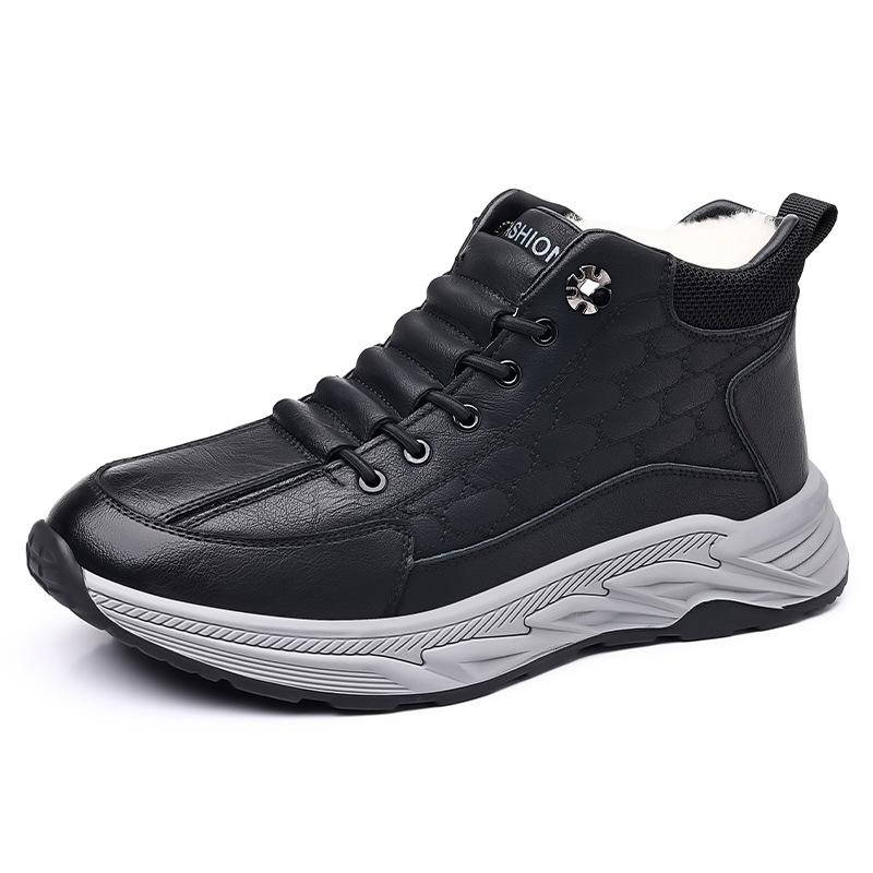 

8001 Men S Shoes Cotton Shoes Sports And Leisure Shoes Winter Medium And High Top Velvet Warm Snow Shoes Running Sports Shoes Leather Surface 38