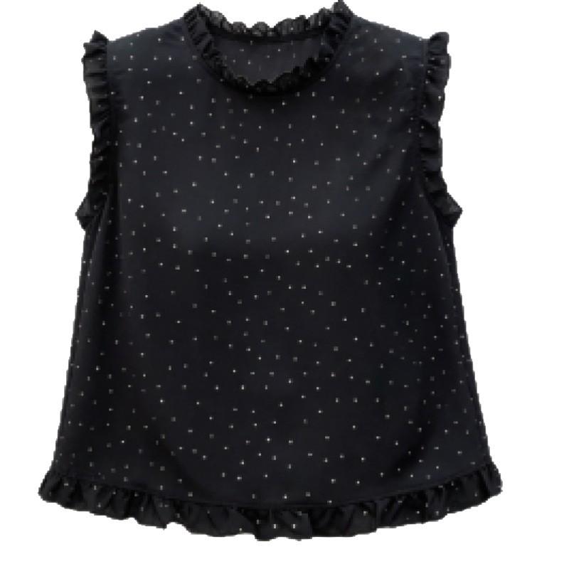 Fungus edge polka dot sleeveless shirt women's 1116 summer new foreign style age reduction small fashion sweet top trendy