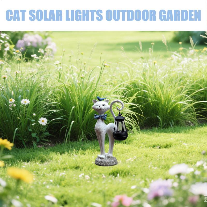 Funny Solar Cat Garden Light Resin Outdoor Lantern Animal Yard Lamp Charming Creative Cat Decor for Yard Lawn Patio