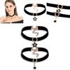Stylish Black Choker Necklace For Women With Geometric Design And Rhinestone Accents