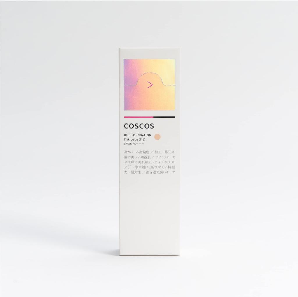 COSCOS UHD Foundation 342 Pink Beige Liquid Foundation for Cool Korean Porcelain Skin Contains CICA Cosplay COSCOS All-in-one Skin, Skin, Coverage,