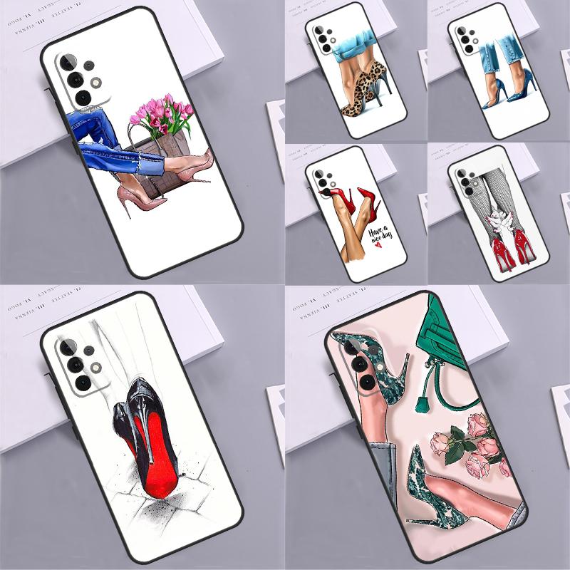 Fashion High Heels For Samsung Galaxy A15 A55 A35 A53 A33 A13 A36 A56 A26 A16 A22 A32 A52 A54 A34 A05 A06 Case