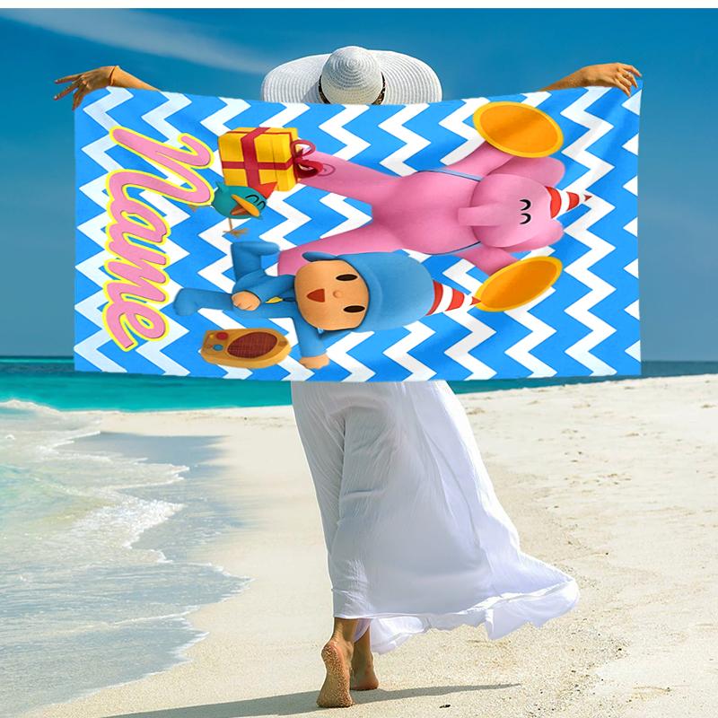 Personalized customized proof beach towel with Pocoyo pattern - soft, absorbent,quick-drying,perfect swimming,camping&bathing