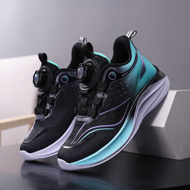 Kids' Gradient Color Rotating Buckle Sneakers Breathable Mesh Non-slip Shock Absorbing Sports Shoes