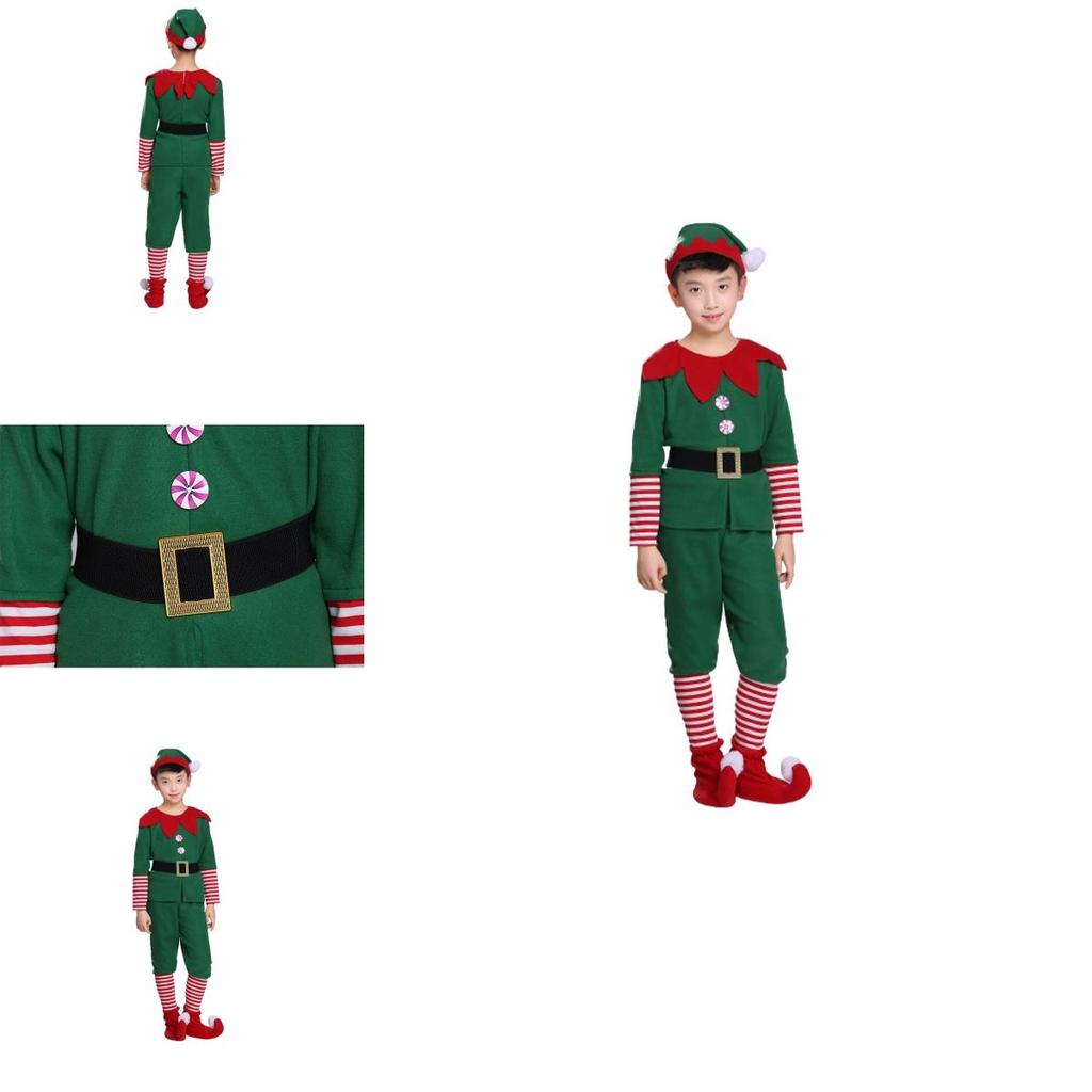 Premium Kids Christmas Elf Fancy Dress Set For Xmas Parties Cosplay Role Play