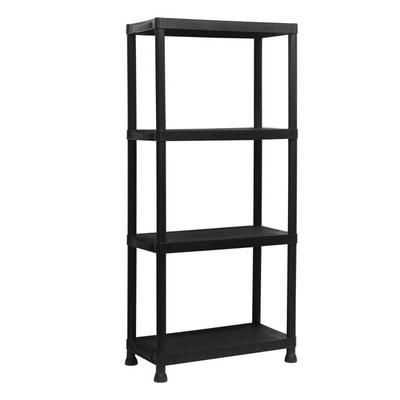 Black Plastic Shelf - MARBUENO SUMMER - 4 Shelves - Trapezoidal - 61x31x131 Cm - Maximum Weight 25 Kg Per Shelf