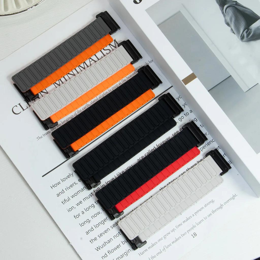 20mm Magnetisches Silikon-Schnellwechselarmband für Garmin Fenix 8 43mm/Descent MK3/MK3i Zweifarbiges Uhrenarmband