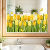 Adesivo per Finestra Fiore di Tulipano, Decalcomanie Floreali Primaverili con Farfalle per Festa di Primavera Casa Scuola Ufficio Negozio Decorazione Vetro