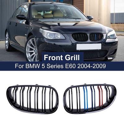 Gloss Black M-Color Front Kidney Grill Racing Grills For BMW 5 Series E60 E61 M5 520I 535I 550I 03-10 Sedan Double Line Grille