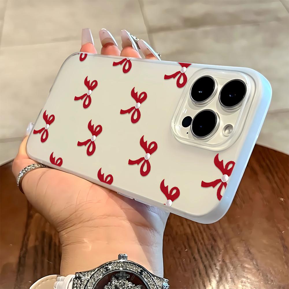

Red Bow Design Phone Case For Iphone 17 16 15 14 13 12 11 17 Pro Max 7 8 Plus Vintage Floral Soft Cover iphone 11 Pro