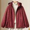 Ladies Oversized Floral Hooded Windbreaker Women Middle Age Loose Zip Jacket Plus Size 3XL-8XL