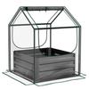 Raised Garden Bed with Mini Greenhouse, Galvanized Steel Planter, 70 X 70 X 90 Cm, Dark Grey