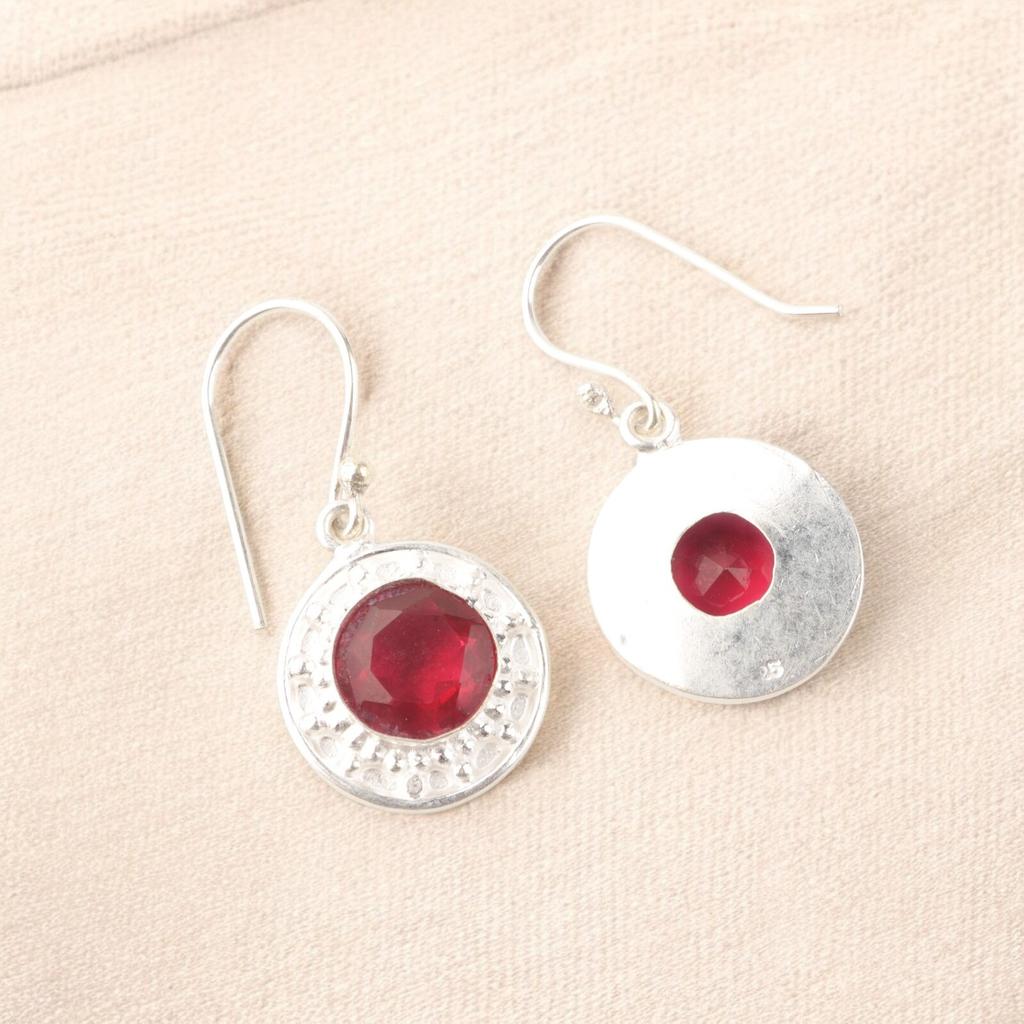 Piatră prețioasă Rubelit Roz Natural 925 Argint Masiv Bijuterii Cercei Handmade 1.5" EE-153-9