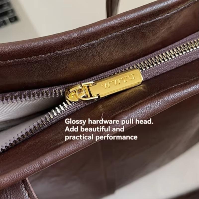 Vintage PU Leather Solid Color Shoulder Bags for Women Tote Bag 2026 Winter Luxury Designer Simple Handbags and Purses
