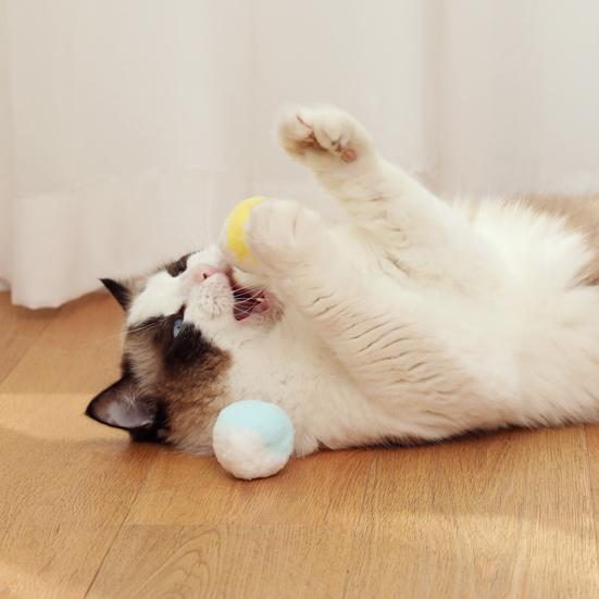 Katzen Spielzeug Farbe Bunt Macaron Farbe Weich Baumwolle Samt Plüsch Ball Sicher Beißen Kratzen Leise Leicht zu Reinigen Katzen Ball Spielzeug