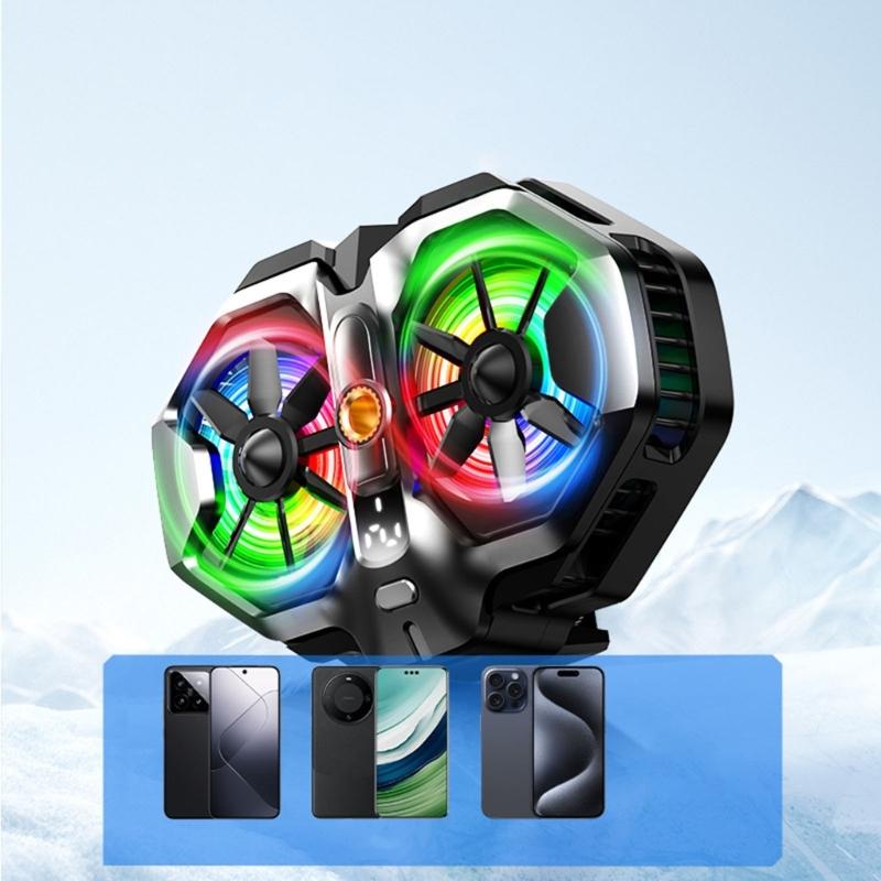 double  Semiconductor Cooling Chip Mobile Phone Coolers with Color  Light & Temp Display Cooling System for Gaming & Str