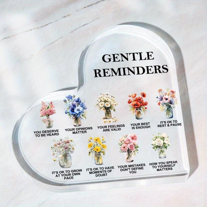 Gentle Reminders Flower Heart - Positive Affirmations Decor for Mental Health Spaces