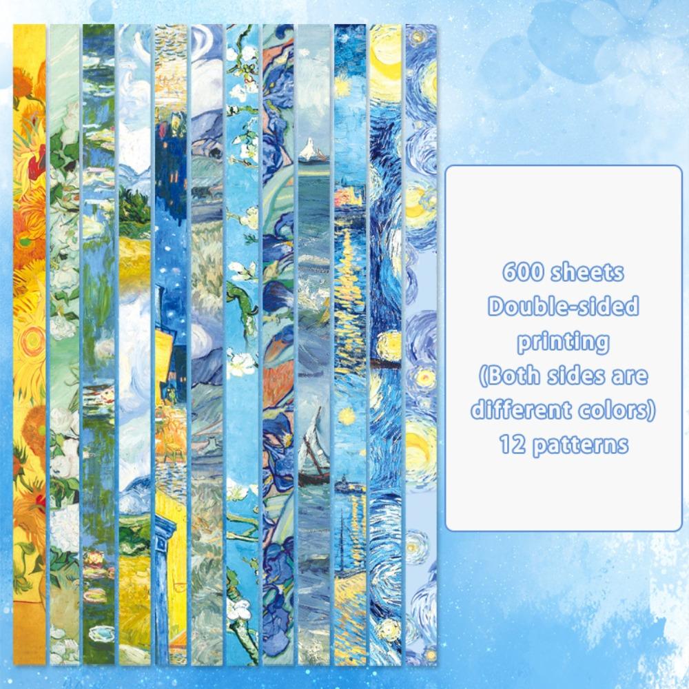 600pcs DIY Handmade Folding Paper Strips Double Sided Printing Pattern Paper Folding Gift 1