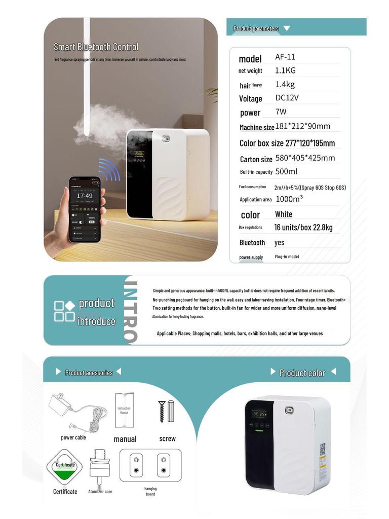 Wall-Mounted Aromatherapy Diffuser & Odor Remover for Public Spaces