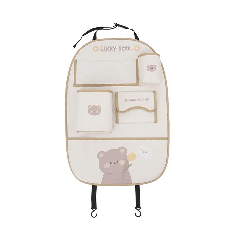 Cartoon Bear Car Hanging Storage Bag Seat Back Anti Kick Pad