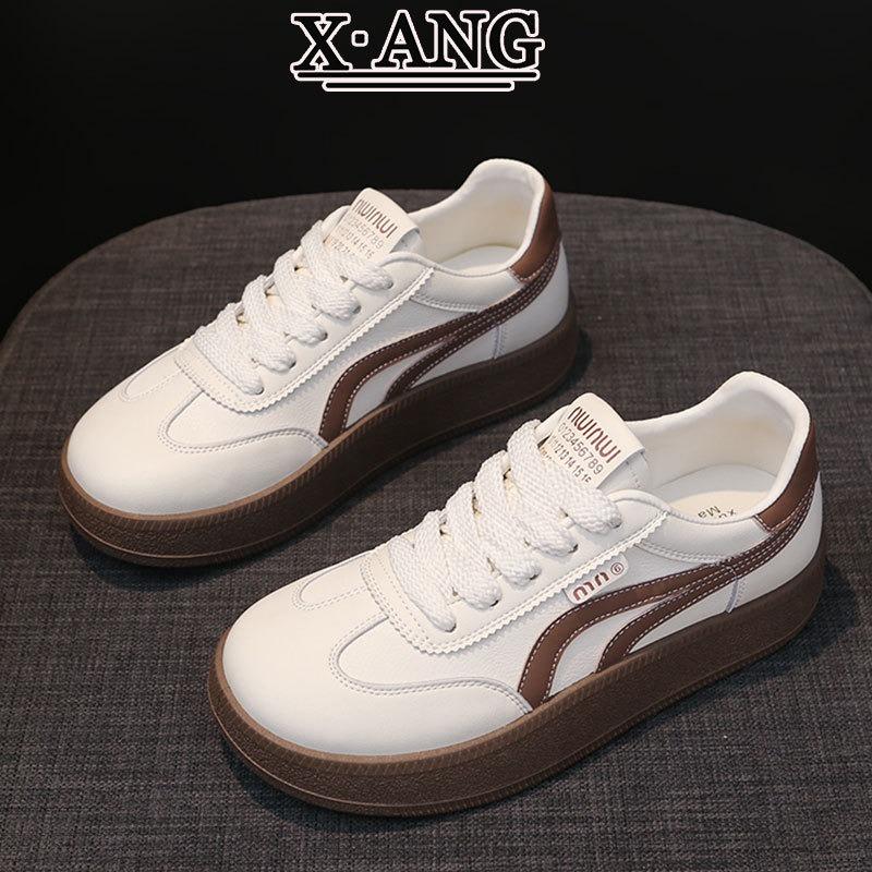 First layer cowhide little white shoes children's shoes platform women's autumn new casual sports shoes board shoes