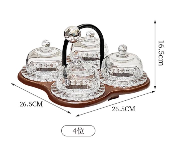 Glass Dessert Plate with Lid Divided Fruit Plates Snack Platter Snack Bowl Refreshment Tray Cake Pan Dim Sum Dish Pastry Plates