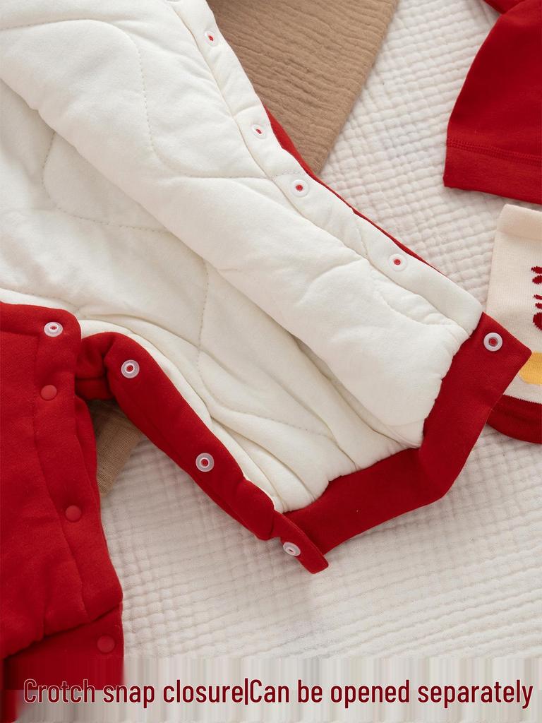 Festlicher Baumwoll-Strampler für Babys im Winter - Dick gepolstert für den ersten Monat