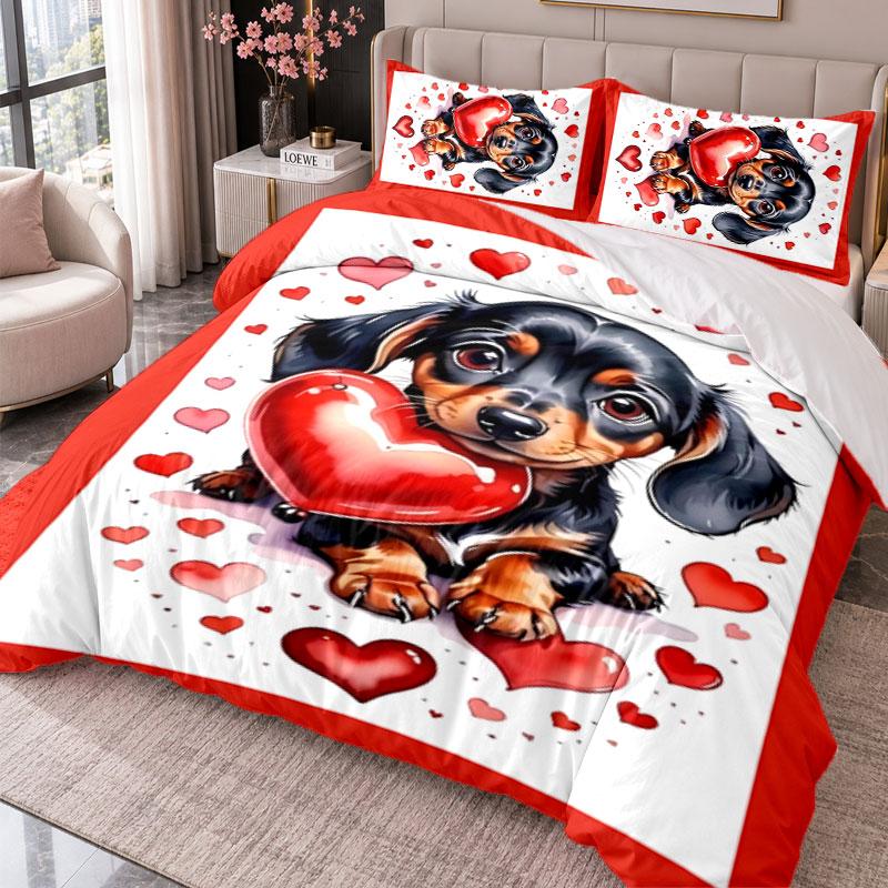 Puppy 3Pcs Bedding Set Duvet Cover With Two Pillowcases For Bedroom Home Decoration