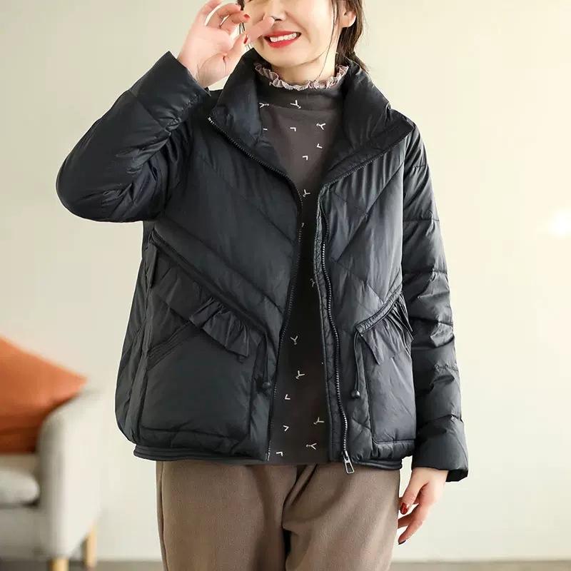 New Chinese short down jacket women's winter new small retro literary lace middle-aged and elderly warm jacket