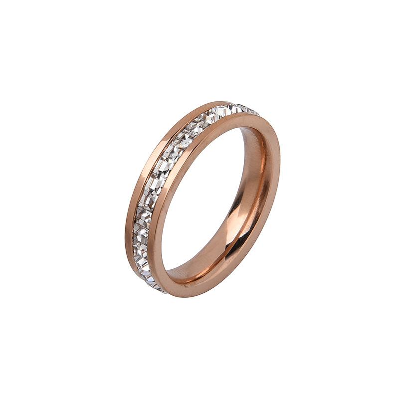 Korean Contemporary Style Titanium Steel Necklace With Elegant Dual Rings And Radiant Rhinestone Earrings For Everyday Wear