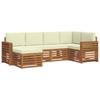 Corner Sofa Set with Cushions 6 Pcs Natural and Cream