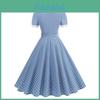 Abito in Cotone a Pois con Design a Blocchi di Colore sul Colletto per Eventi Casual e Formali