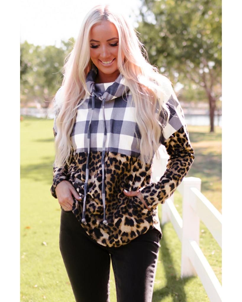 Azura Exchange Patchwork Cowl Neck Sweatshirt