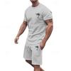 Men's T-shirt Suits 2 Pieces Outfits Tee & Shorts Short Sleeve Crew Neck Summer Coconut Tree Fashion Casual 2 Piece