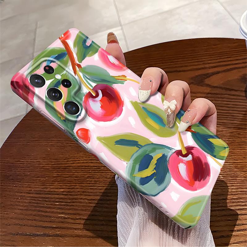 TM Summer New Optimized Wind Cherry Samsung S22plus Mobile Phone Case GalaxyS24 All-Inclusive Protective Case