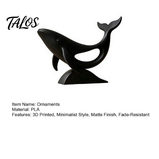 Healing Ocean Style Art Minimalist Hollow Whale Figurine, 3D Printed Matte Animal Sculpture for Unique Housewarming Gifts Home Office Desk Decor,
