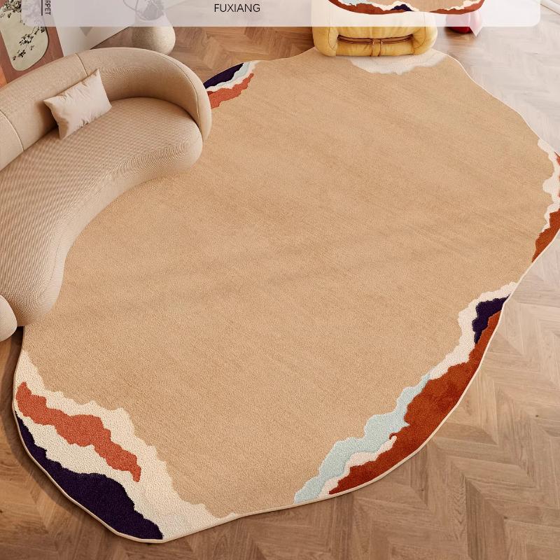 Colorful Cream Style Carpets for Living Room Light Luxury Bedroom Decor Carpet Fluffy Soft Irregular Rug Home Thicken Plush Mat
