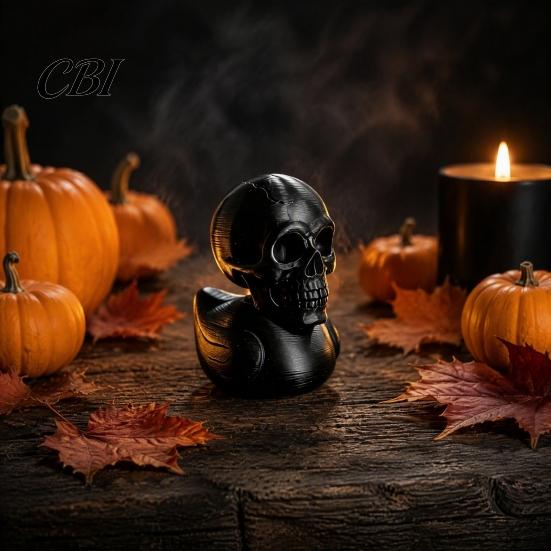 Dark Niche Home Decoration 3D Printed Skull Duck Figurine, Gothic Skeleton Head Statue, Halloween Trendy Desktop Accessory Spooky Desk Ornament,