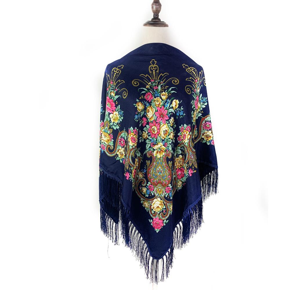 Luxury Floral Print Russian National Square Scarf